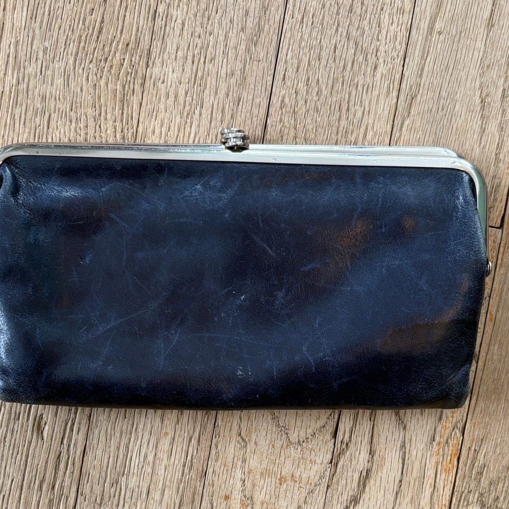 HOBO Navy Leather Clutch